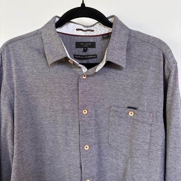 Ted Baker London Timothy Gray Button Down Long Sleeve Shirt Business Casual XXL - Picture 2 of 8